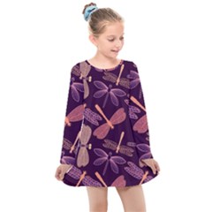 Dragonfly-pattern-design Kids  Long Sleeve Dress