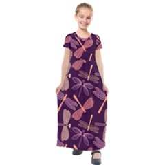 Dragonfly-pattern-design Kids  Short Sleeve Maxi Dress by Jancukart