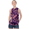 Dragonfly-pattern-design High Neck Satin Top View1