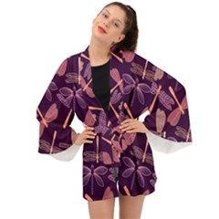 Dragonfly-pattern-design Long Sleeve Kimono by Jancukart