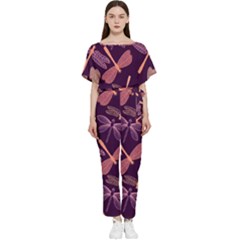 Dragonfly-pattern-design Batwing Lightweight Chiffon Jumpsuit