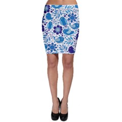 Pattern-with-birds Bodycon Skirt