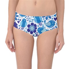 Pattern-with-birds Mid-waist Bikini Bottoms