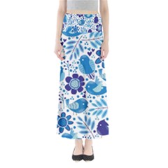 Pattern-with-birds Full Length Maxi Skirt