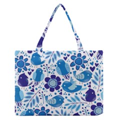 Pattern-with-birds Zipper Medium Tote Bag