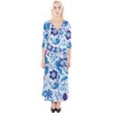 Pattern-with-birds Quarter Sleeve Wrap Maxi Dress View1