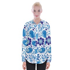 Pattern-with-birds Womens Long Sleeve Shirt