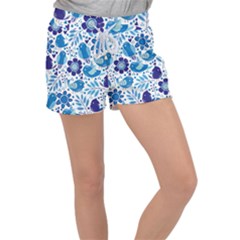 Pattern-with-birds Velour Lounge Shorts