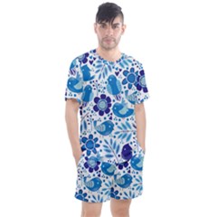 Pattern-with-birds Men s Mesh Tee And Shorts Set