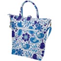 Pattern-with-birds Buckle Top Tote Bag View2