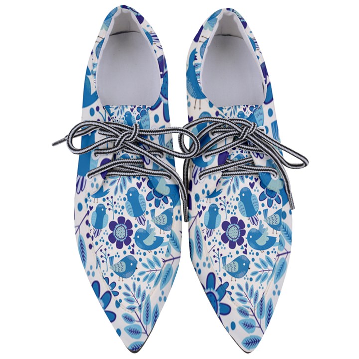 Pattern-with-birds Pointed Oxford Shoes