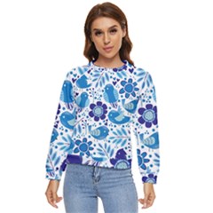 Pattern-with-birds Women s Long Sleeve Raglan Tee