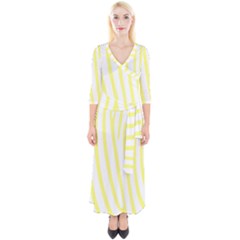 Yellow Zebra Print Quarter Sleeve Wrap Maxi Dress by FunDressesShop