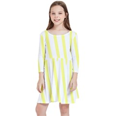 Yellow Zebra Print Kids  Quarter Sleeve Skater Dress by FunDressesShop