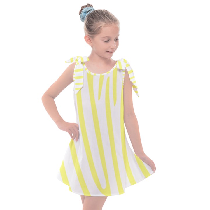 Yellow Zebra print Kids  Tie Up Tunic Dress