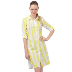 Yellow Zebra Print Long Sleeve Mini Shirt Dress by FunDressesShop