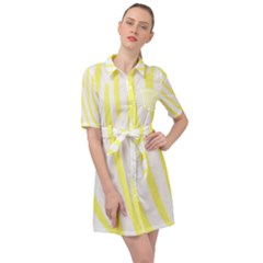 Yellow Zebra Print Belted Shirt Dress by FunDressesShop