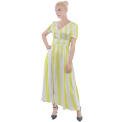 Yellow Zebra Print Button Up Short Sleeve Maxi Dress by FunDressesShop