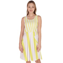 Yellow Zebra Print Knee Length Skater Dress With Pockets by FunDressesShop