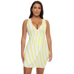 Yellow Zebra Print Draped Bodycon Dress