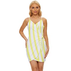 Yellow Zebra Print Wrap Tie Front Dress by FunDressesShop