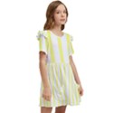 Yellow Zebra print Kids  Frilly Sleeves Pocket Dress View2