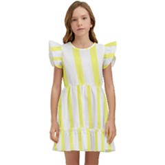 Yellow Zebra Print Kids  Winged Sleeve Dress by FunDressesShop