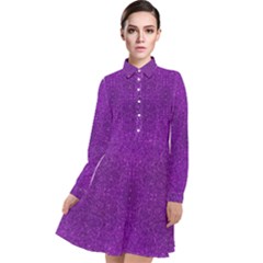 Purple Glitter Long Sleeve Chiffon Shirt Dress