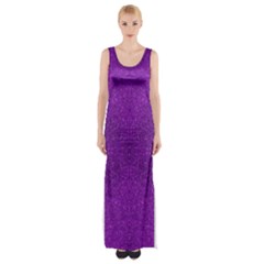 Purple Glitter Thigh Split Maxi Dress