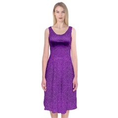 Purple Glitter Midi Sleeveless Dress