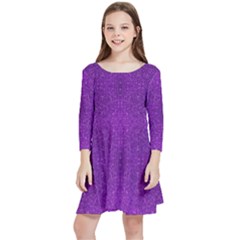 Purple Glitter Kids  Quarter Sleeve Skater Dress