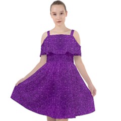 Purple Glitter Cut Out Shoulders Chiffon Dress