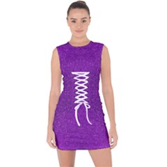 Purple Glitter Lace Up Front Bodycon Dress