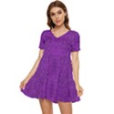 Purple Glitter Tiered Short Sleeve Babydoll Dress View1