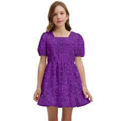 Purple Glitter Kids  Short Sleeve Dolly Dress