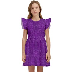 Purple Glitter Kids  Winged Sleeve Dress