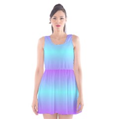 Ombre Pink And Blue Scoop Neck Skater Dress by FunDressesShop