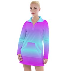 Ombre Pink And Blue Women s Long Sleeve Casual Dress