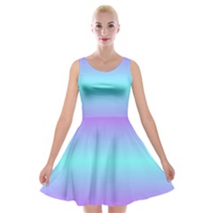 Ombre Pink And Blue Velvet Skater Dress by FunDressesShop