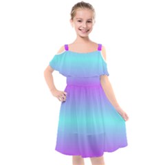 Ombre Pink And Blue Kids  Cut Out Shoulders Chiffon Dress by FunDressesShop