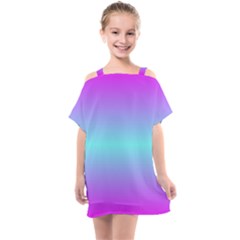 Ombre Pink And Blue Kids  One Piece Chiffon Dress by FunDressesShop