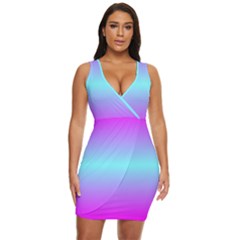 Ombre Pink And Blue Draped Bodycon Dress by FunDressesShop