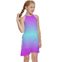 Ombre Pink and Blue Kids  Halter Collar Waist Tie Chiffon Dress View3