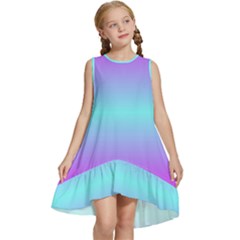 Ombre Pink And Blue Kids  Frill Swing Dress by FunDressesShop