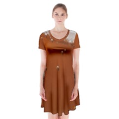 Bubble Beer Short Sleeve V-neck Flare Dress by artworkshop