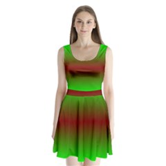 Ombre Green And Red Split Back Mini Dress  by FunDressesShop