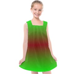 Ombre Green And Red Kids  Cross Back Dress by FunDressesShop