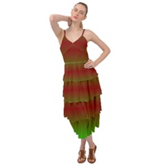 Ombre Green And Red Layered Bottom Dress by FunDressesShop