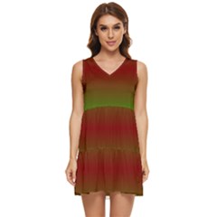 Ombre Green And Red Tiered Sleeveless Mini Dress by FunDressesShop