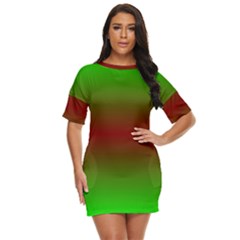 Ombre Green And Red Just Threw It On Dress